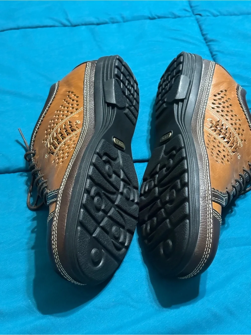 Aetrex Men's Two-Tone Brown Leather Lace-Up Oxfords Size 12 Like New